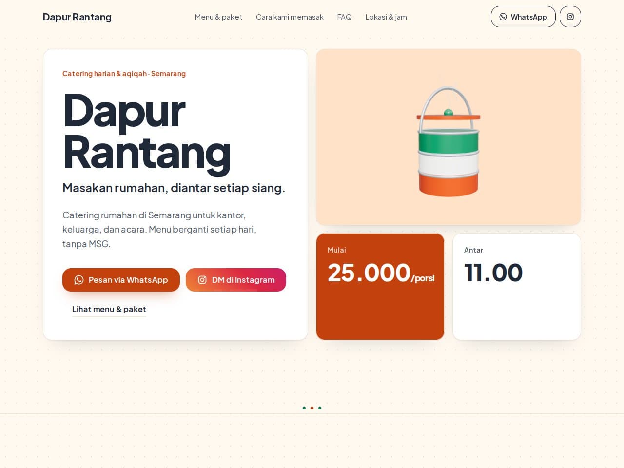 Tampilan website Dapur Rantang